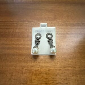 Sterling silver costume pearl earrings